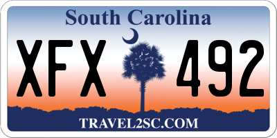 SC license plate XFX492
