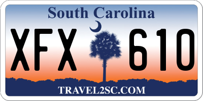 SC license plate XFX610