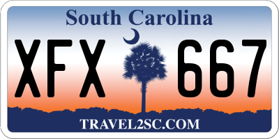 SC license plate XFX667
