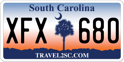 SC license plate XFX680