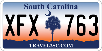 SC license plate XFX763