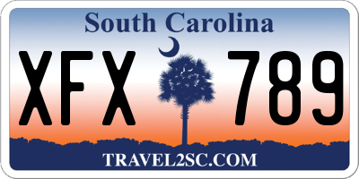 SC license plate XFX789