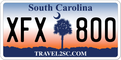 SC license plate XFX800