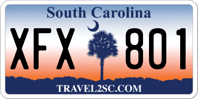 SC license plate XFX801