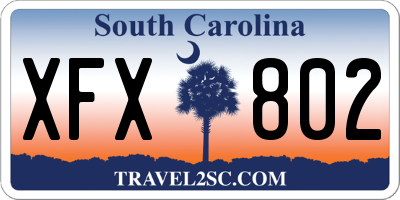 SC license plate XFX802