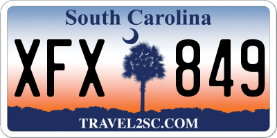 SC license plate XFX849