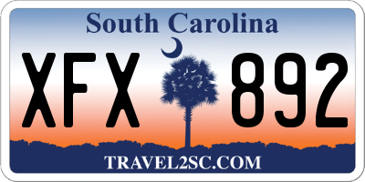 SC license plate XFX892