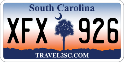 SC license plate XFX926