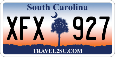 SC license plate XFX927