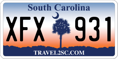 SC license plate XFX931