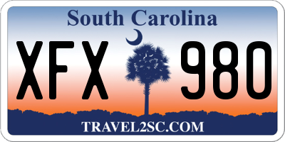 SC license plate XFX980