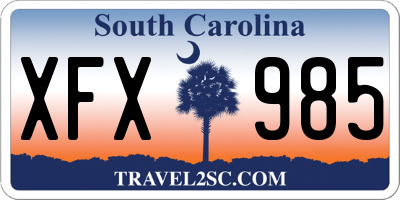 SC license plate XFX985