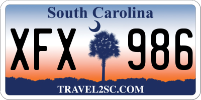 SC license plate XFX986