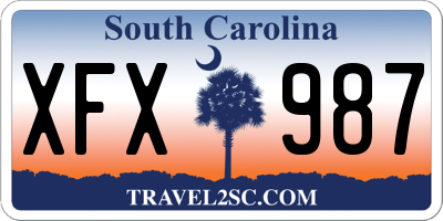 SC license plate XFX987