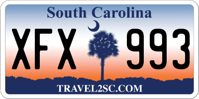 SC license plate XFX993