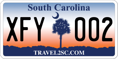 SC license plate XFY002