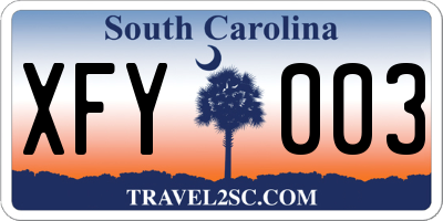 SC license plate XFY003