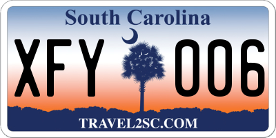 SC license plate XFY006