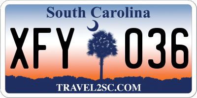 SC license plate XFY036