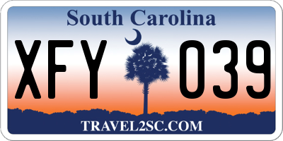 SC license plate XFY039