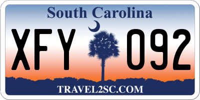 SC license plate XFY092