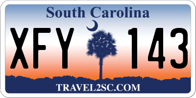 SC license plate XFY143