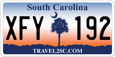 SC license plate XFY192