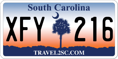 SC license plate XFY216
