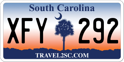 SC license plate XFY292