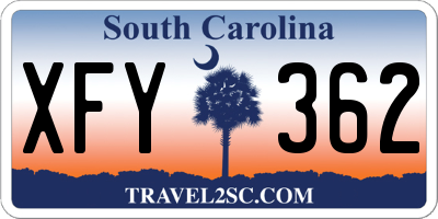 SC license plate XFY362