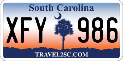 SC license plate XFY986