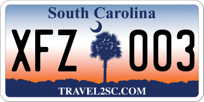SC license plate XFZ003