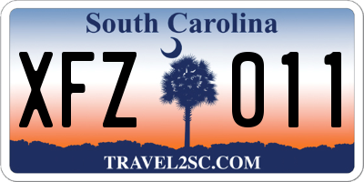 SC license plate XFZ011