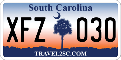 SC license plate XFZ030