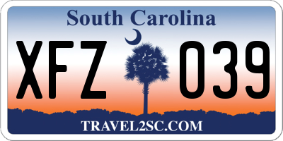SC license plate XFZ039