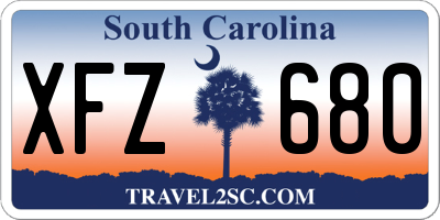 SC license plate XFZ680