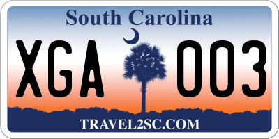 SC license plate XGA003