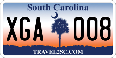 SC license plate XGA008
