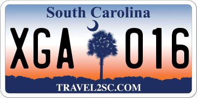 SC license plate XGA016