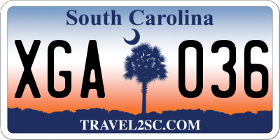 SC license plate XGA036