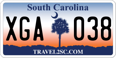 SC license plate XGA038