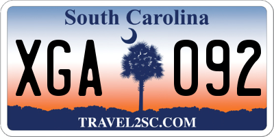 SC license plate XGA092