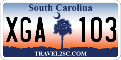 SC license plate XGA103