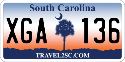 SC license plate XGA136
