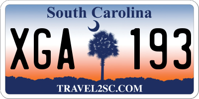 SC license plate XGA193