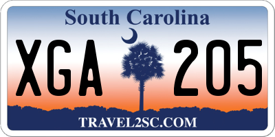 SC license plate XGA205