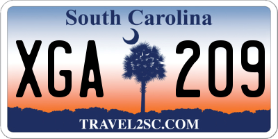 SC license plate XGA209