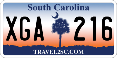 SC license plate XGA216