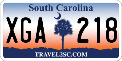 SC license plate XGA218