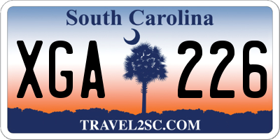 SC license plate XGA226